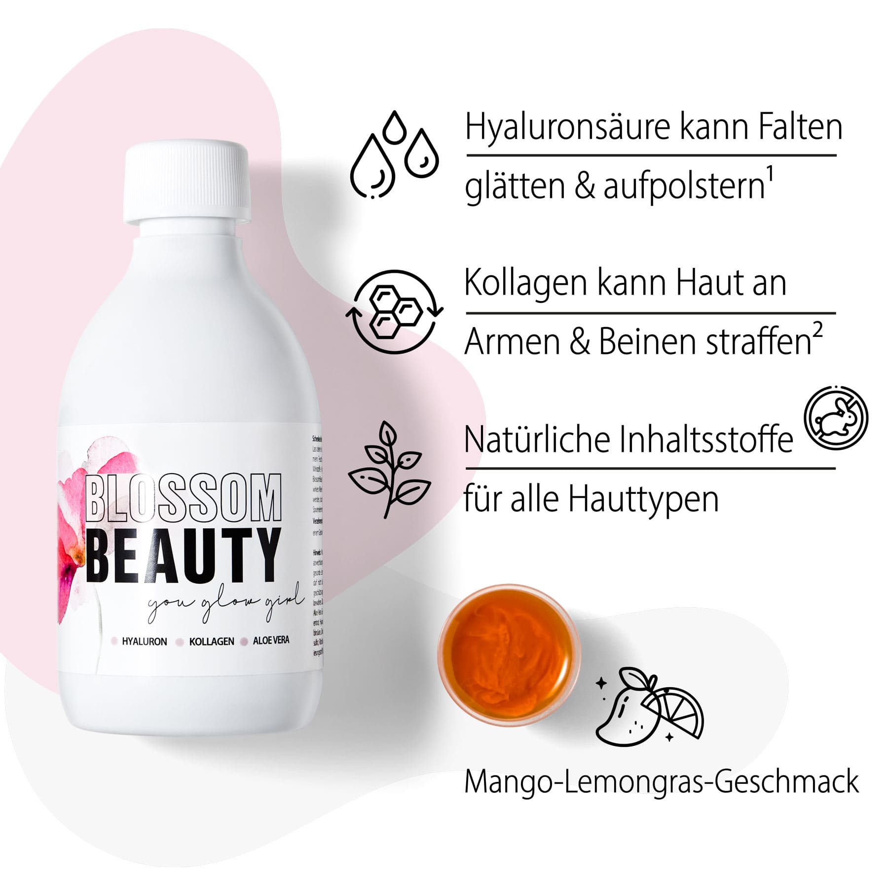 Dr. Massing Blossom Beauty Drink FullHair Haarkapsel Set Anti Aging Drink Details Vorteile Übersicht 02